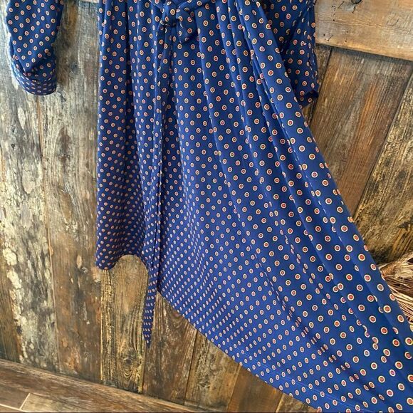 Coldwater Creek Sz 12 Blue Orange Circles Classic ‘90s Work Career Shirtdress - Picture 7 of 11